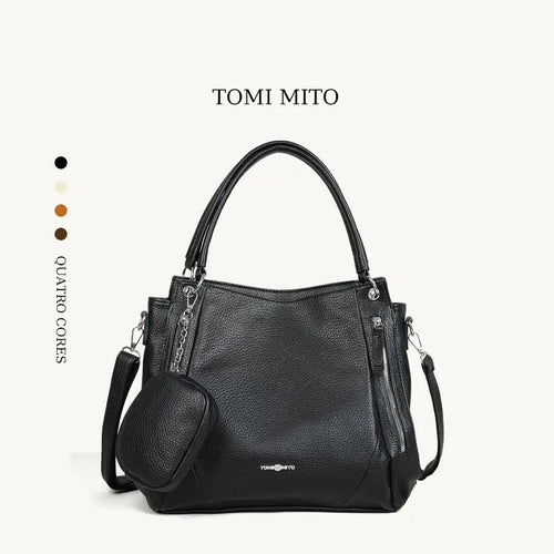 Bolsa Feminina Grande De Ombro Com Alça Transversal De Couro PU