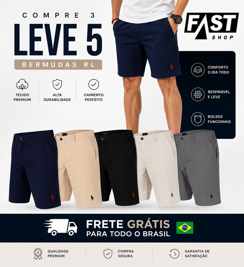 Bermudas Masculina em Sarja RL - Queima Estoque (Compre 3 e Leve 5)