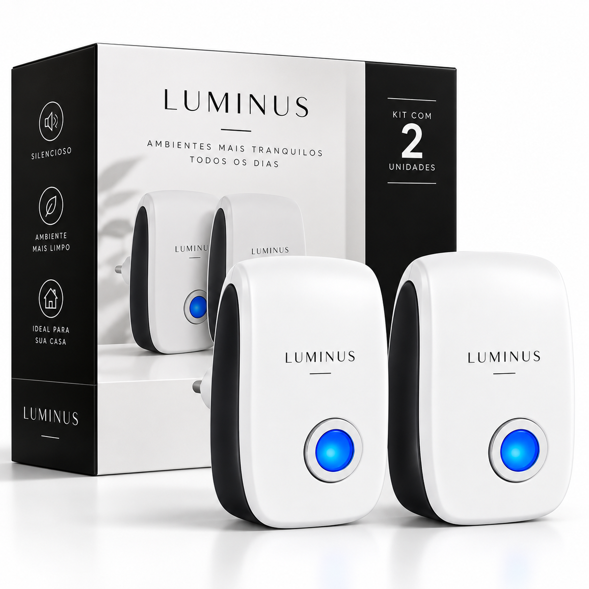 Repelente Eletrônico Ultrassônico Luminus™ Bivolt – Para Insetos e Roedores + Adaptador de Tomada GRÁTIS