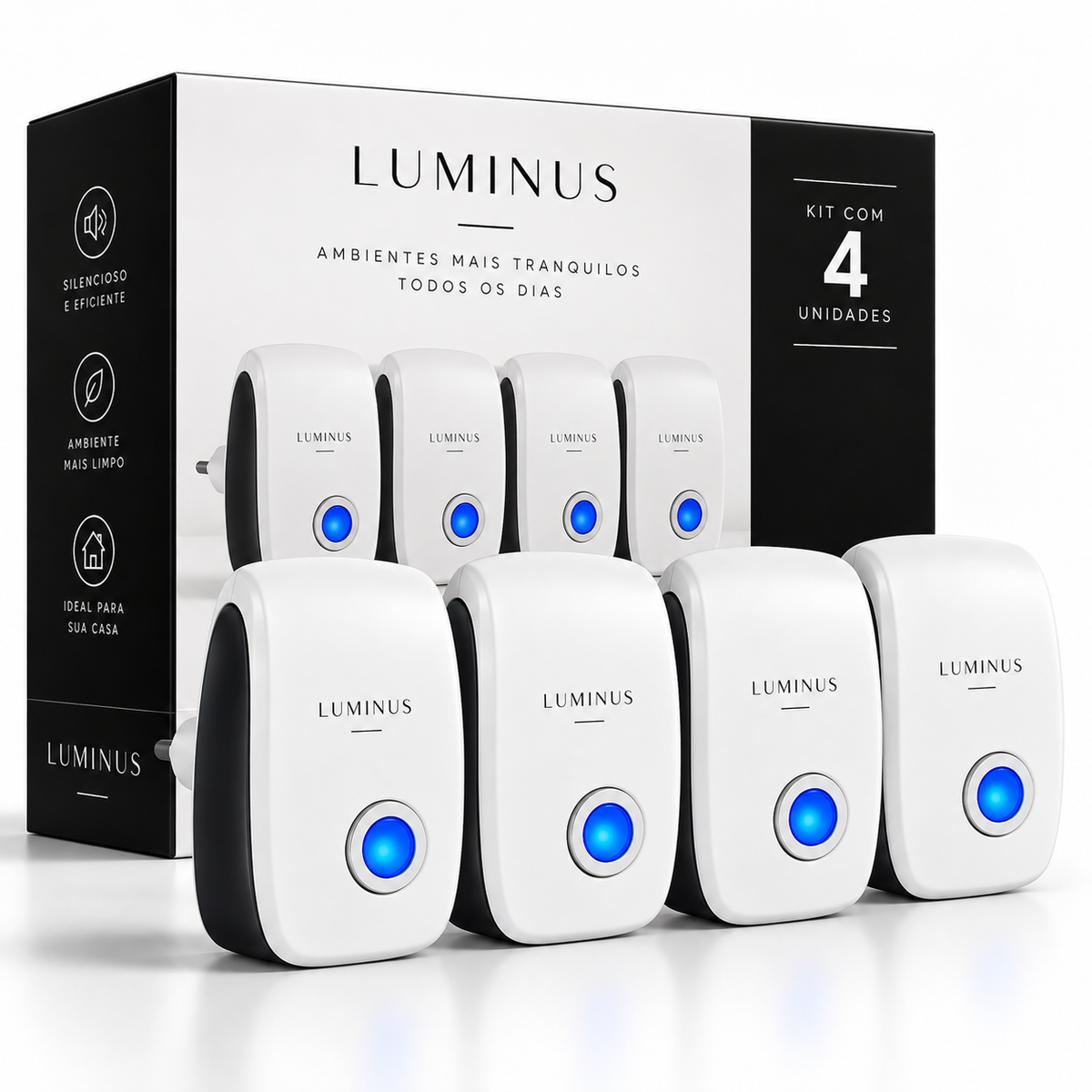 Repelente Eletrônico Ultrassônico Luminus™ Bivolt – Para Insetos e Roedores + Adaptador de Tomada GRÁTIS