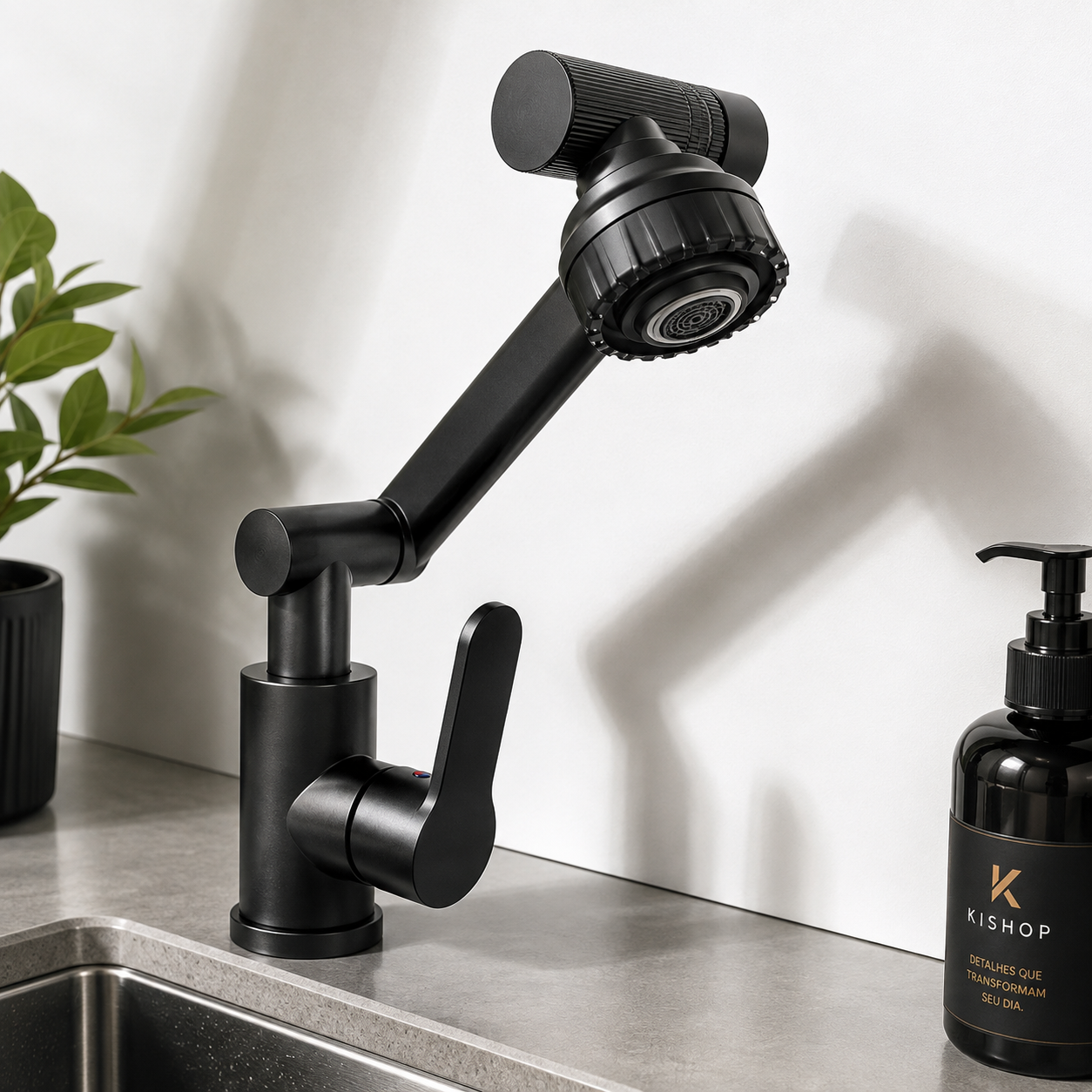 Torneira Articulada 360° Multifuncional Premium com Bico Giratório + Sabonete Líquido de Brinde