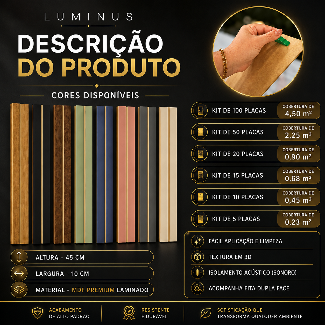 Painel Ripado Premium Luminus™ Colável – Transforme Sua Parede Sem Reforma