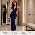 Vestido Longo Poliamida Premium Luminus™ – Elegância que Valoriza Suas Curvas