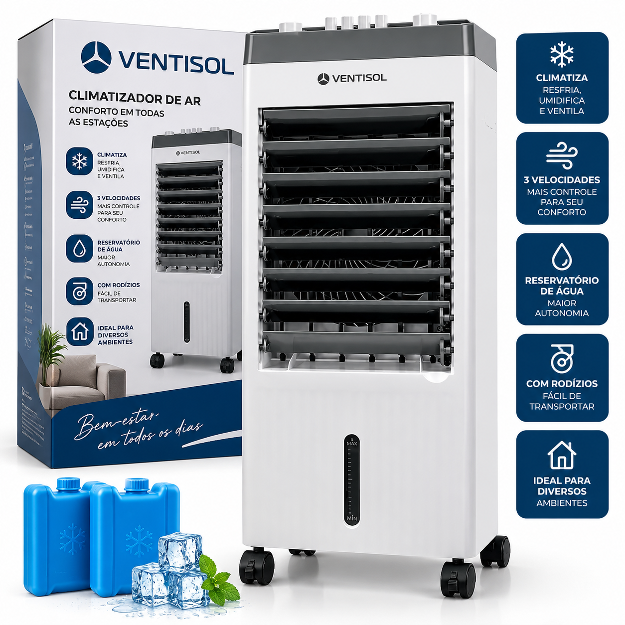 Climatizador de Ar Luminus™ 4 em 1 – Refresca, Ventila e Umidifica o Ambiente