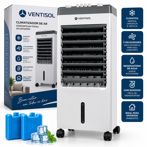 Climatizador de Ar Luminus™ 4 em 1 – Refresca, Ventila e Umidifica o Ambiente