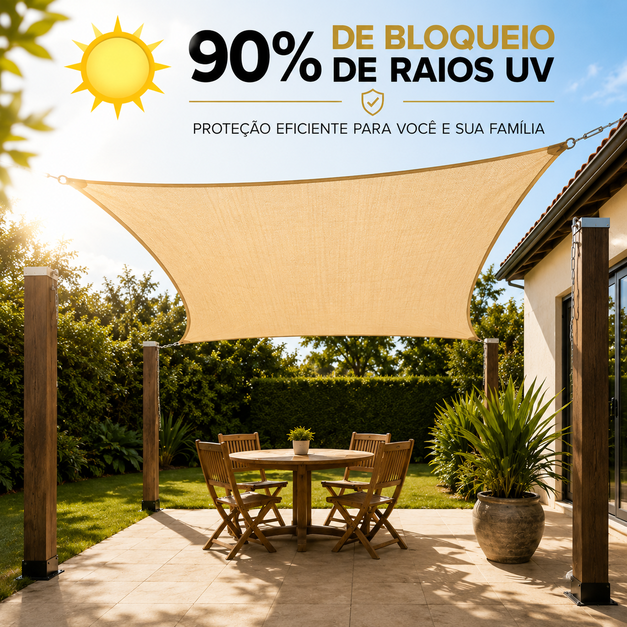 Tela de Sombreamento Luminus™ – Proteção UV e Conforto para Áreas Externas