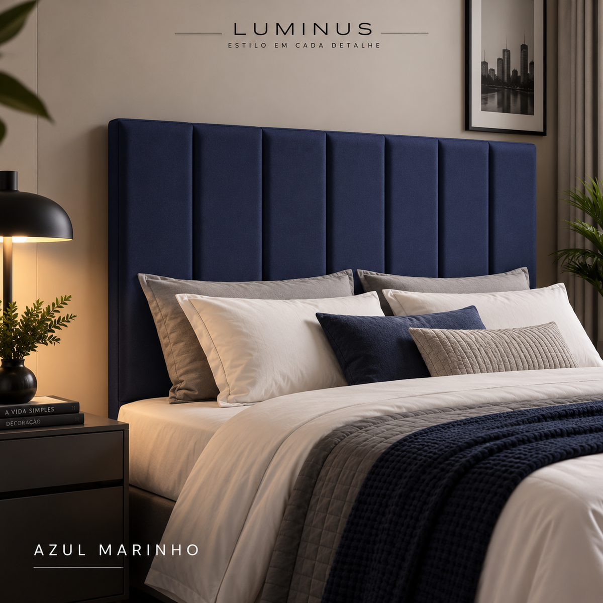 Cabeceira Modular Estofada Luminus + Manta Decorativa de Brinde