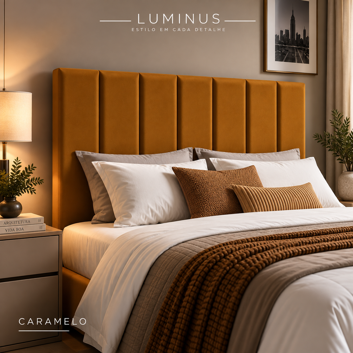 Cabeceira Modular Estofada Luminus + Manta Decorativa de Brinde