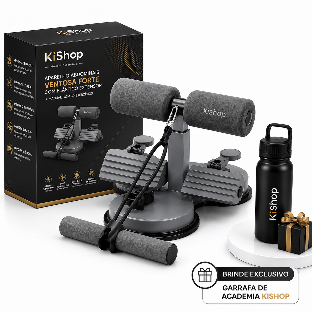(ÚLTIMAS UNIDADES) Aparelho Abdominal Multifuncional 4 em 1 + Smartwatch Fitness GRÁTIS