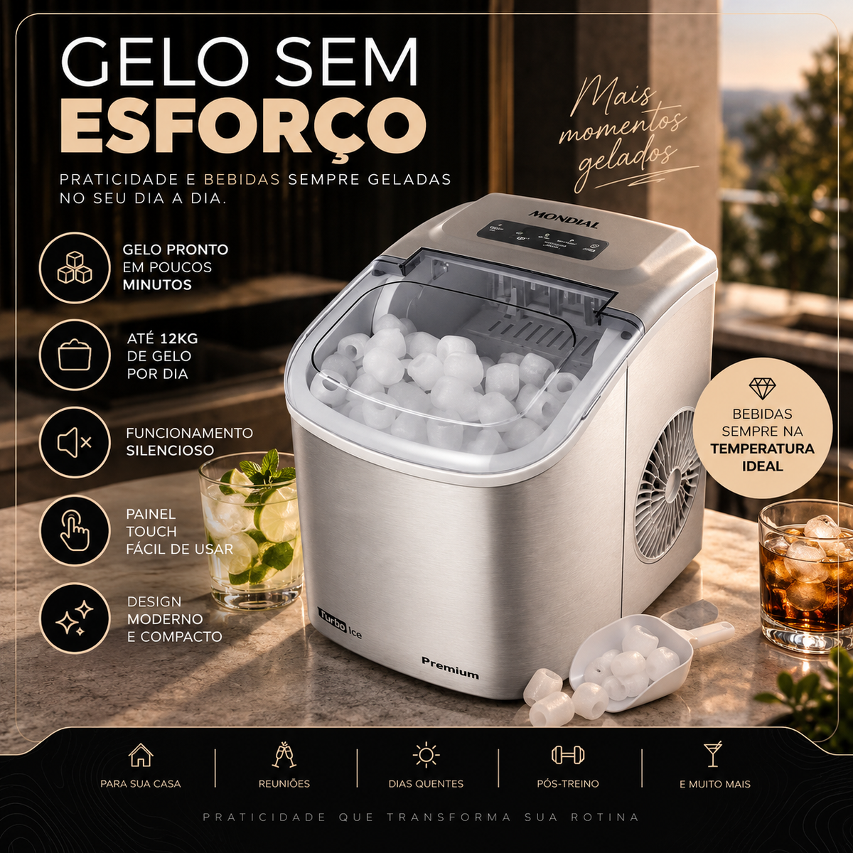 Máquina de Gelo Luminus IcePro™ – Gelo Fresco em Minutos - Bivolt