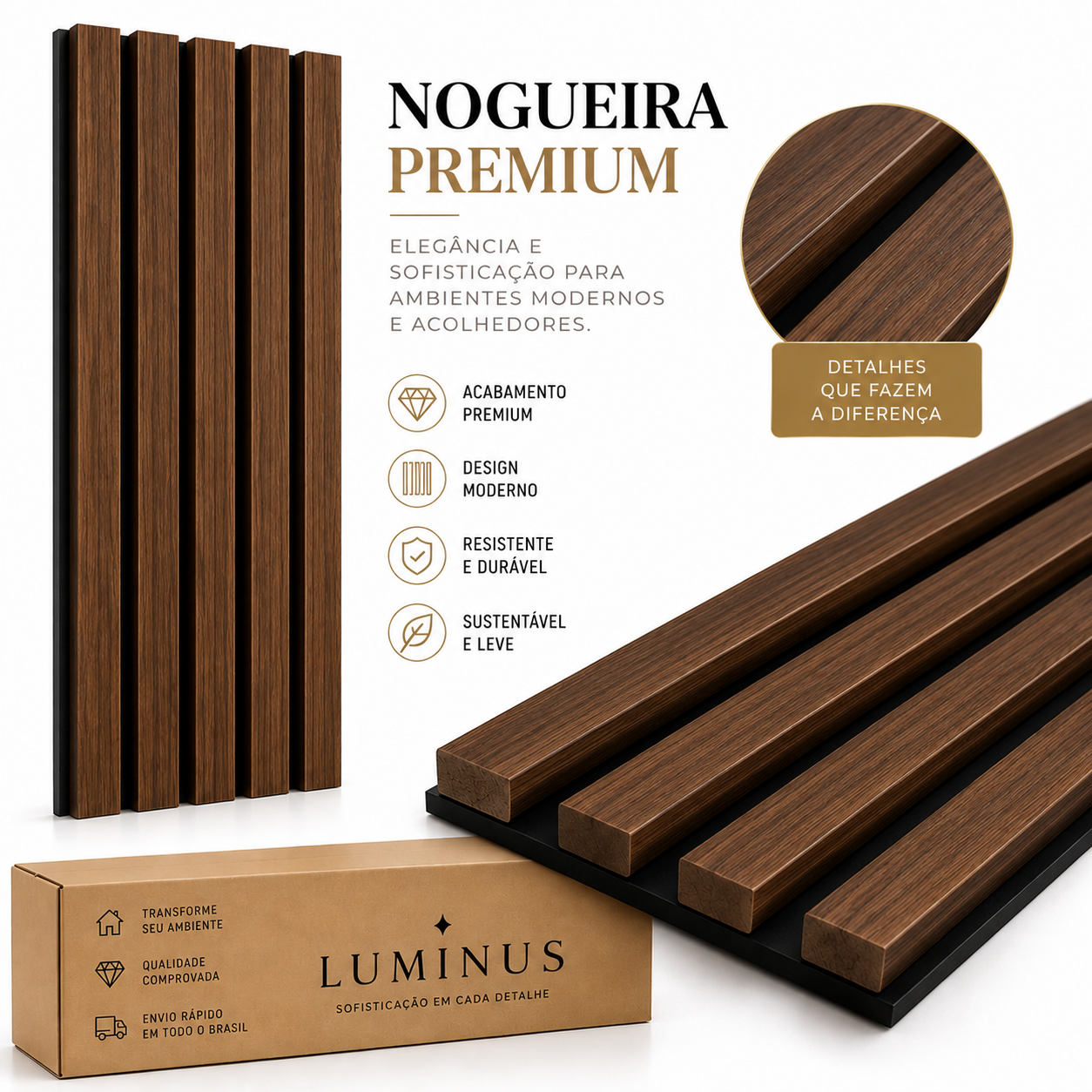 Painel Ripado Premium Luminus™ Colável – Transforme Sua Parede Sem Reforma