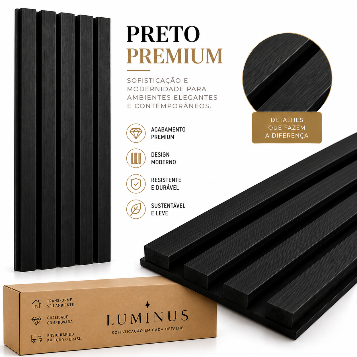 Painel Ripado Premium Luminus™ Colável – Transforme Sua Parede Sem Reforma