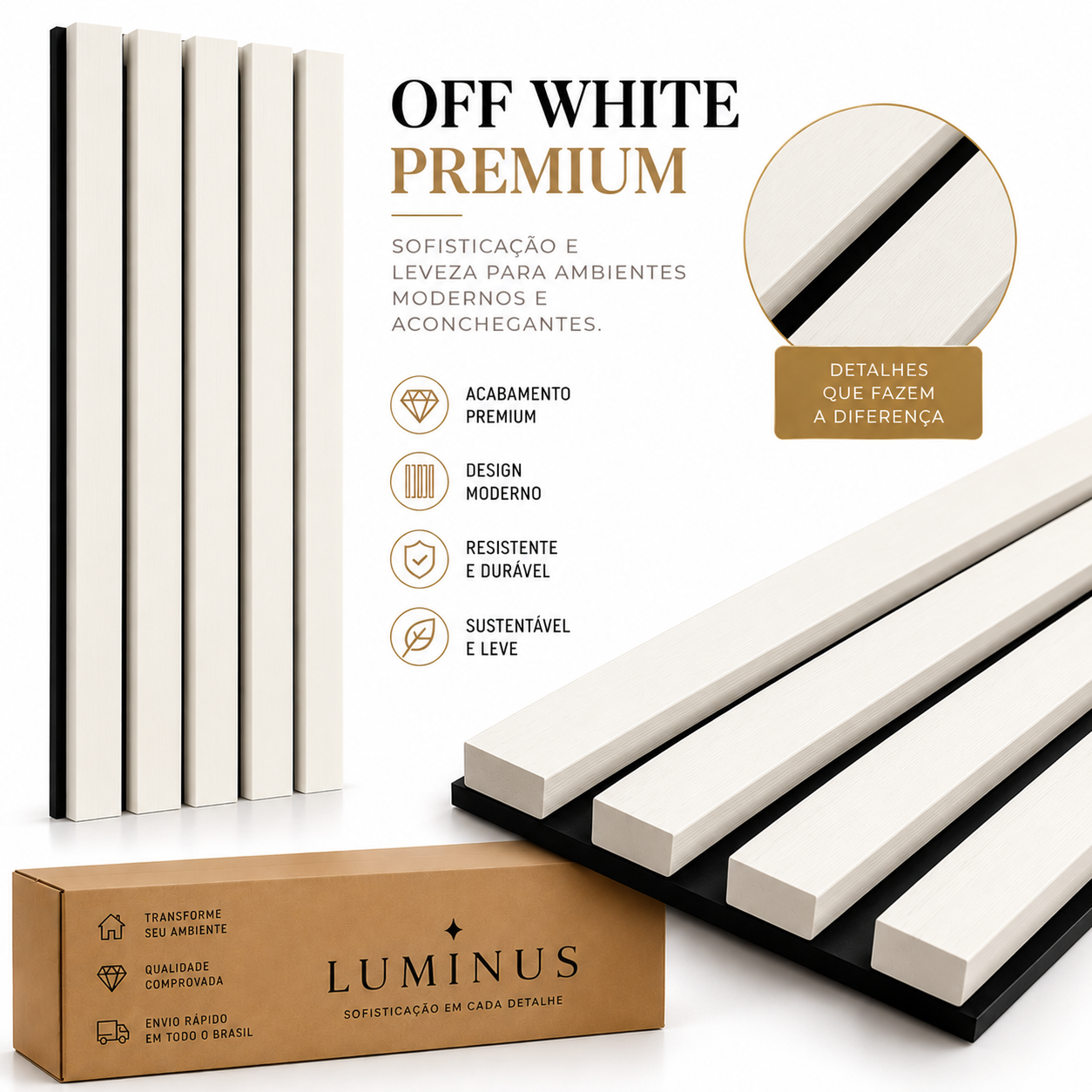 Painel Ripado Premium Luminus™ Colável – Transforme Sua Parede Sem Reforma