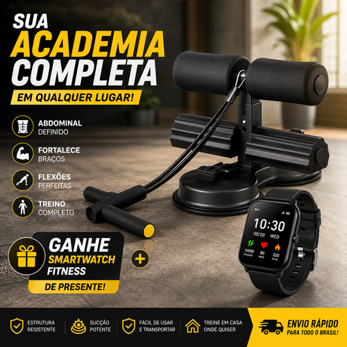 (ÚLTIMAS UNIDADES) Aparelho Abdominal Multifuncional 4 em 1 + Smartwatch Fitness GRÁTIS