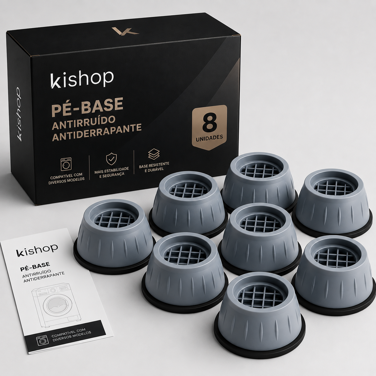 Kit com 4 Pés Anti Vibração Para Máquina de Lavar