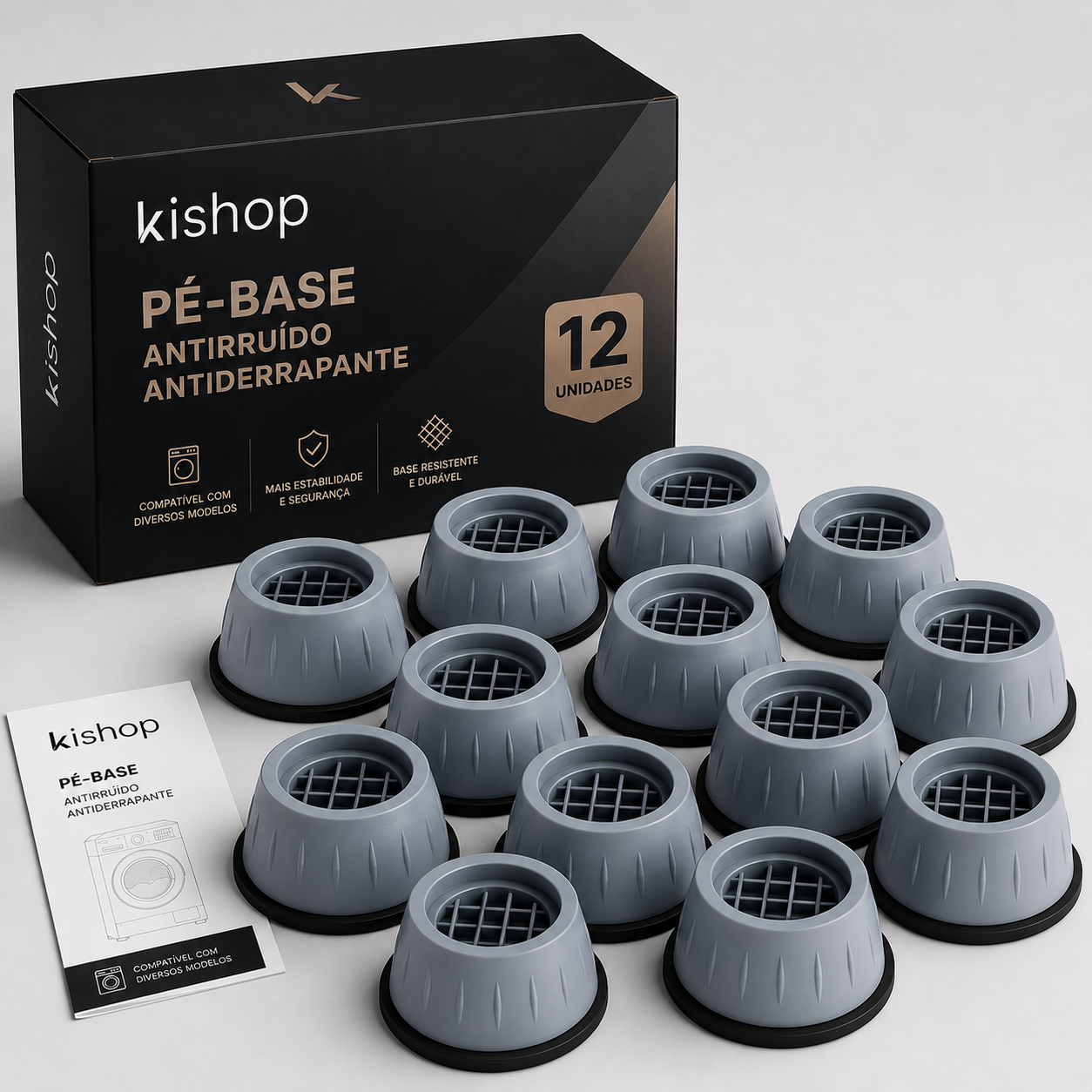 Kit com 4 Pés Anti Vibração Para Máquina de Lavar