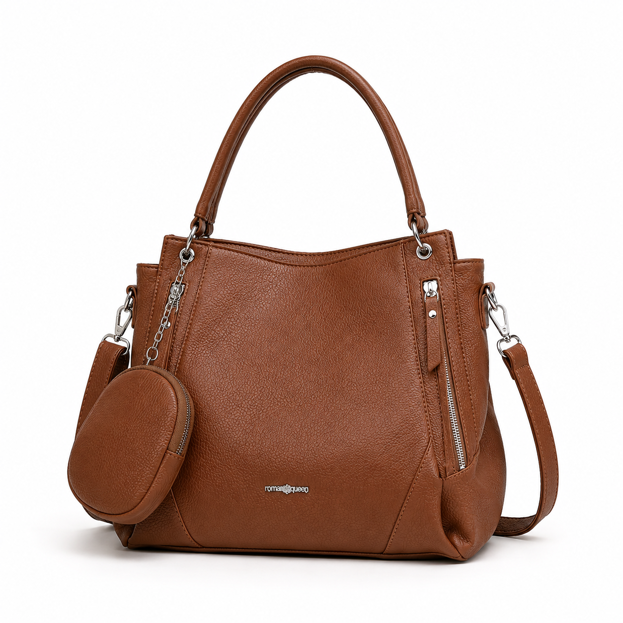 Bolsa Feminina Grande De Ombro Com Alça Transversal De Couro PU